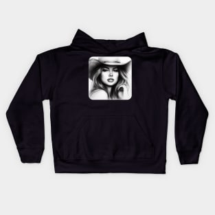 Pencil Sketch - Woman #3 Kids Hoodie